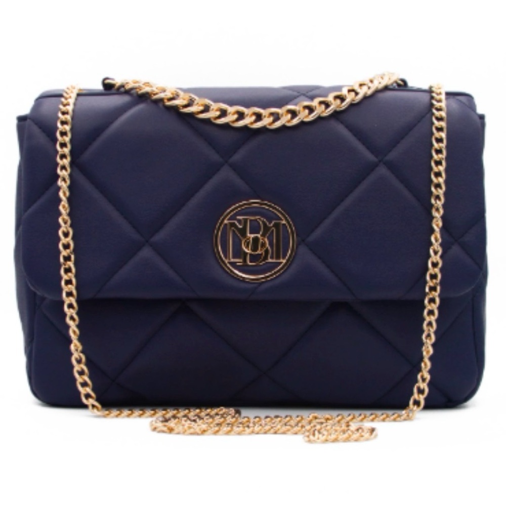Badgley Mischka Navy Quilted Shoulder Bag